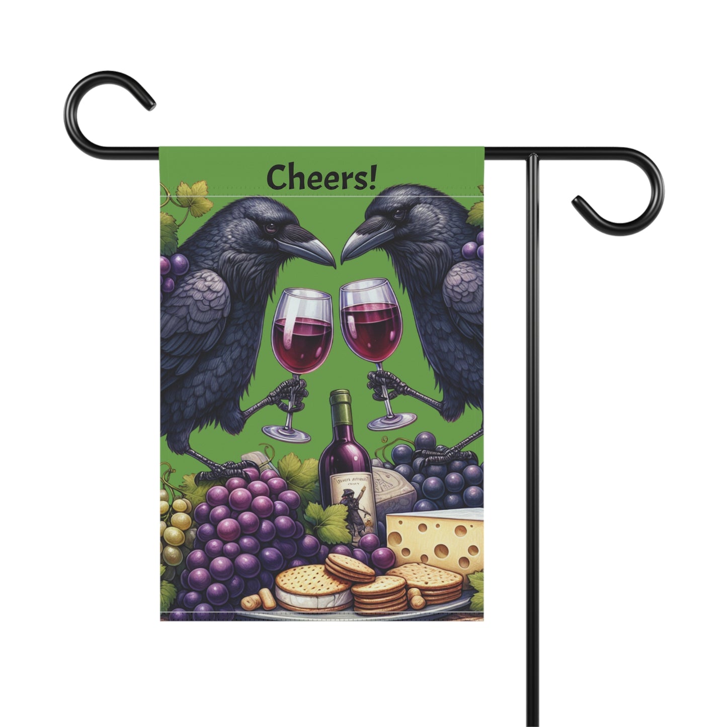 Cheers Ravens enjoying a snack, Garden Banner | Outdoor Decor for Wine Lovers