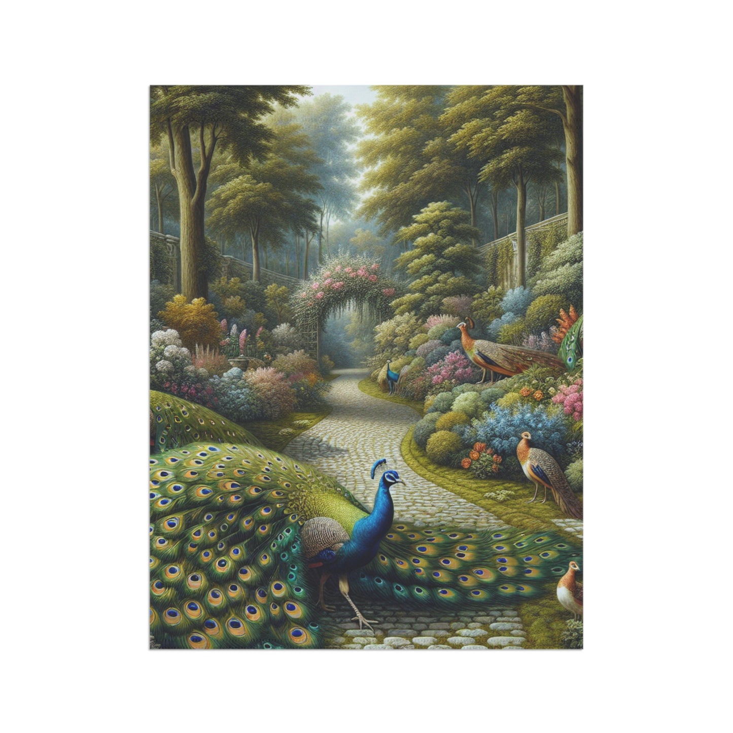 Peacocks in the Garden, Garden Banner - Decorative House Flag for Outdoor Spaces