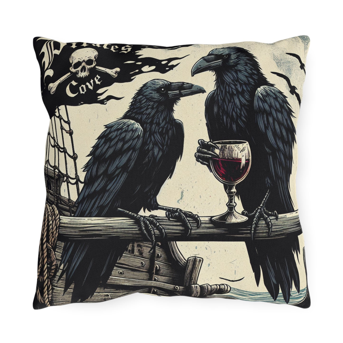 Pirate's Cove Outdoor Pillow, Cozy Decor for Nautical Lovers, Gifts for Sea Adventurers, Halloween, Rustic Home Accent