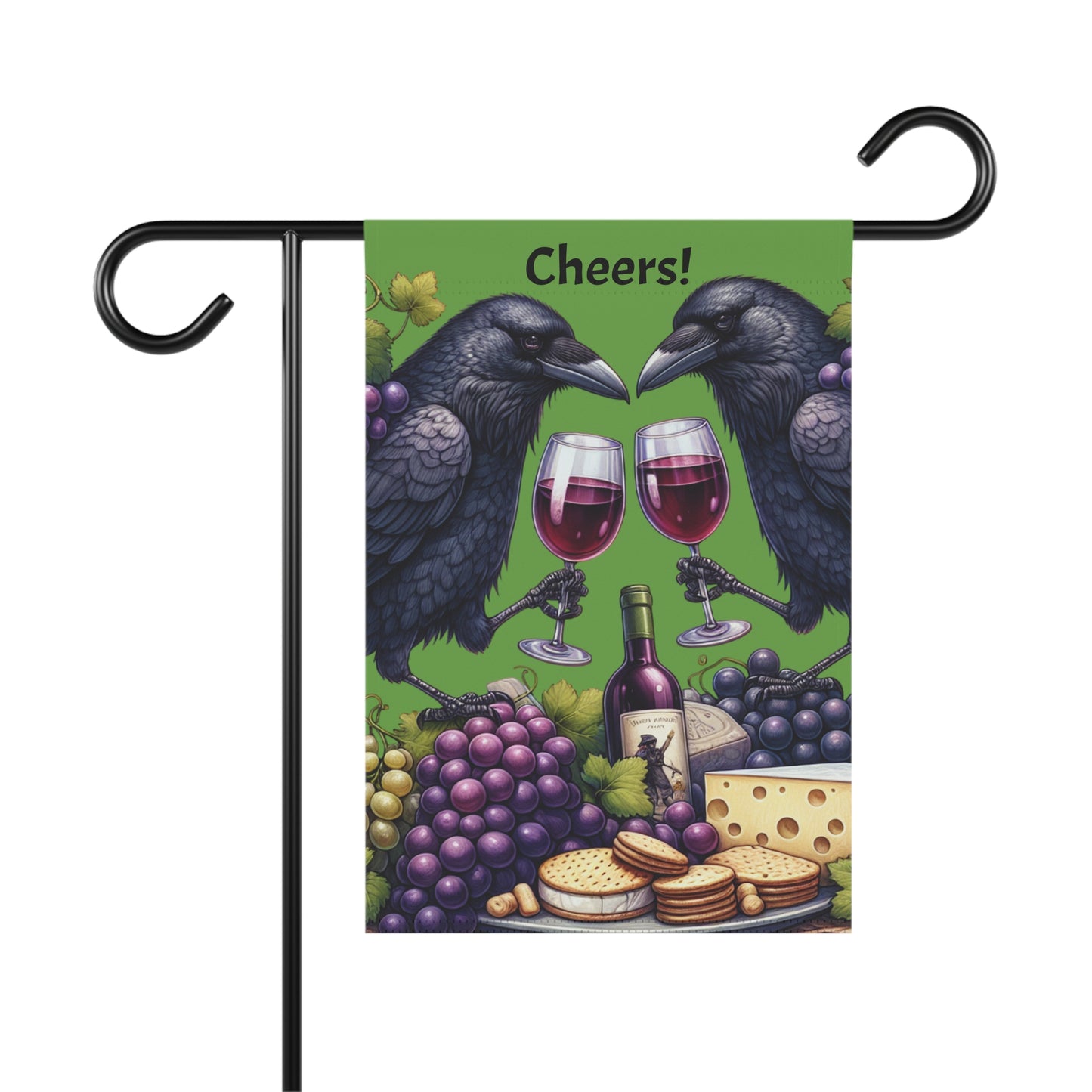Cheers Ravens enjoying a snack, Garden Banner | Outdoor Decor for Wine Lovers
