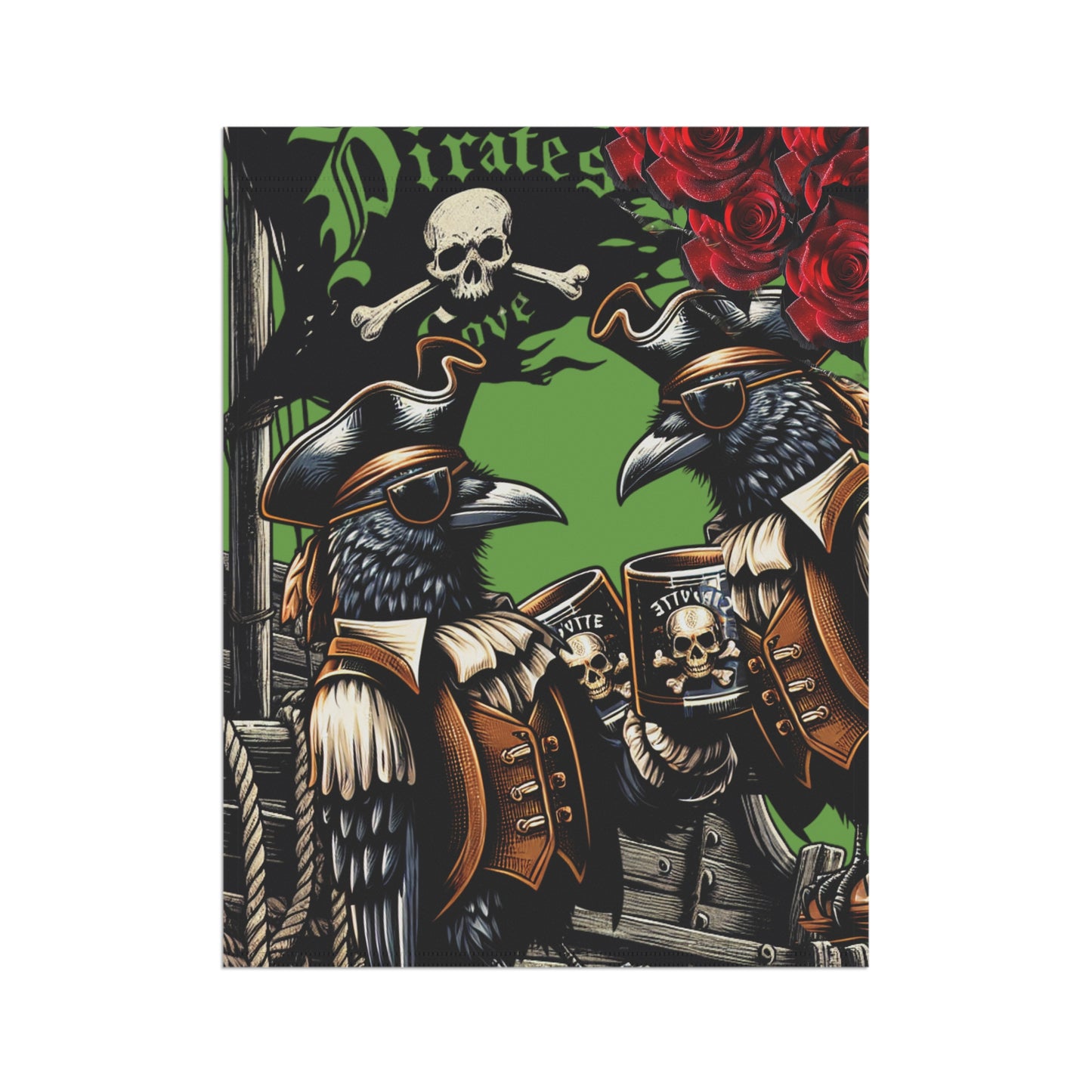 Pirate-Crow Themed Garden Banner, Charming Home Decor, Outdoor Flag for Garden Parties, Unique Gift for Pirate Lovers, Seasonal Yard Art