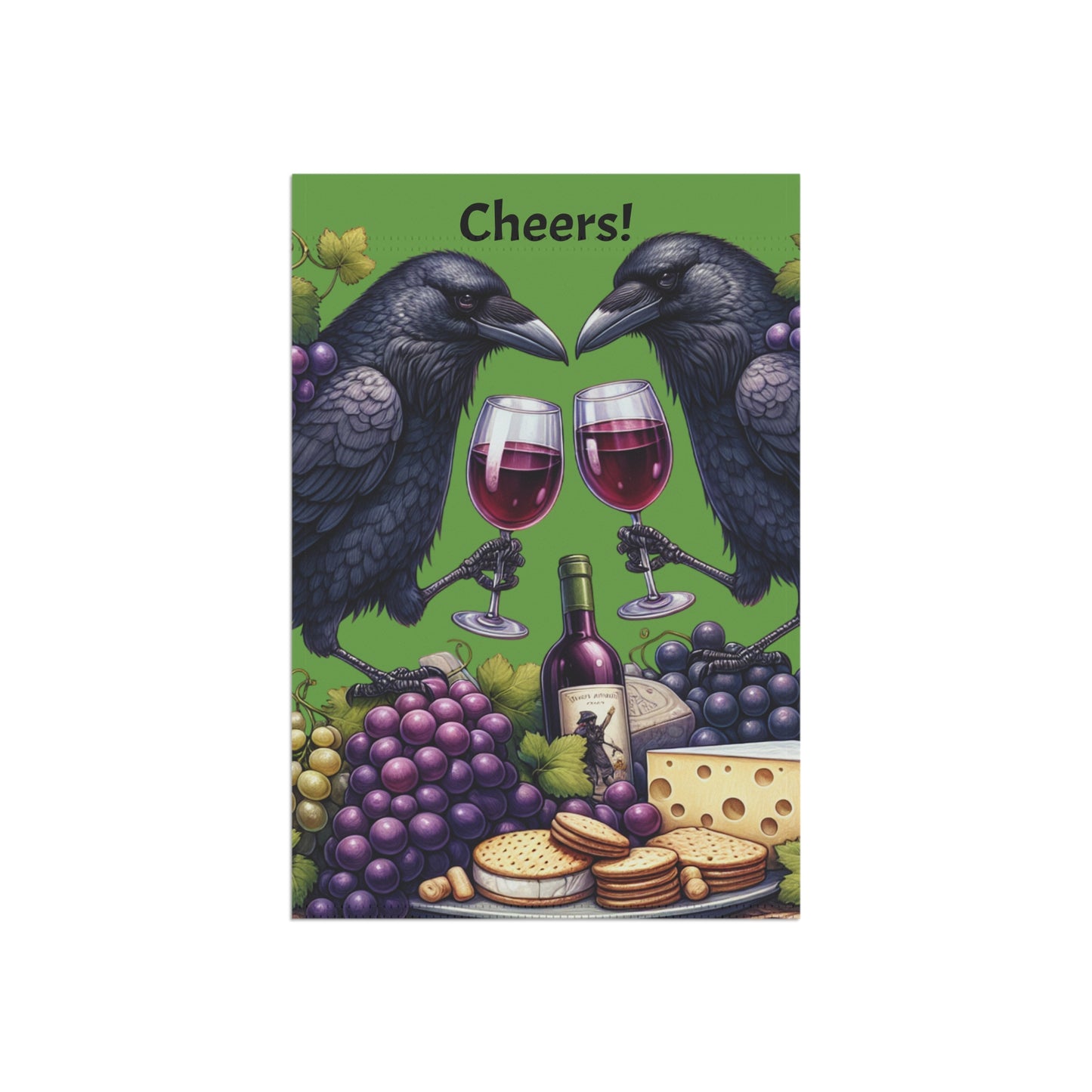 Cheers Ravens enjoying a snack, Garden Banner | Outdoor Decor for Wine Lovers