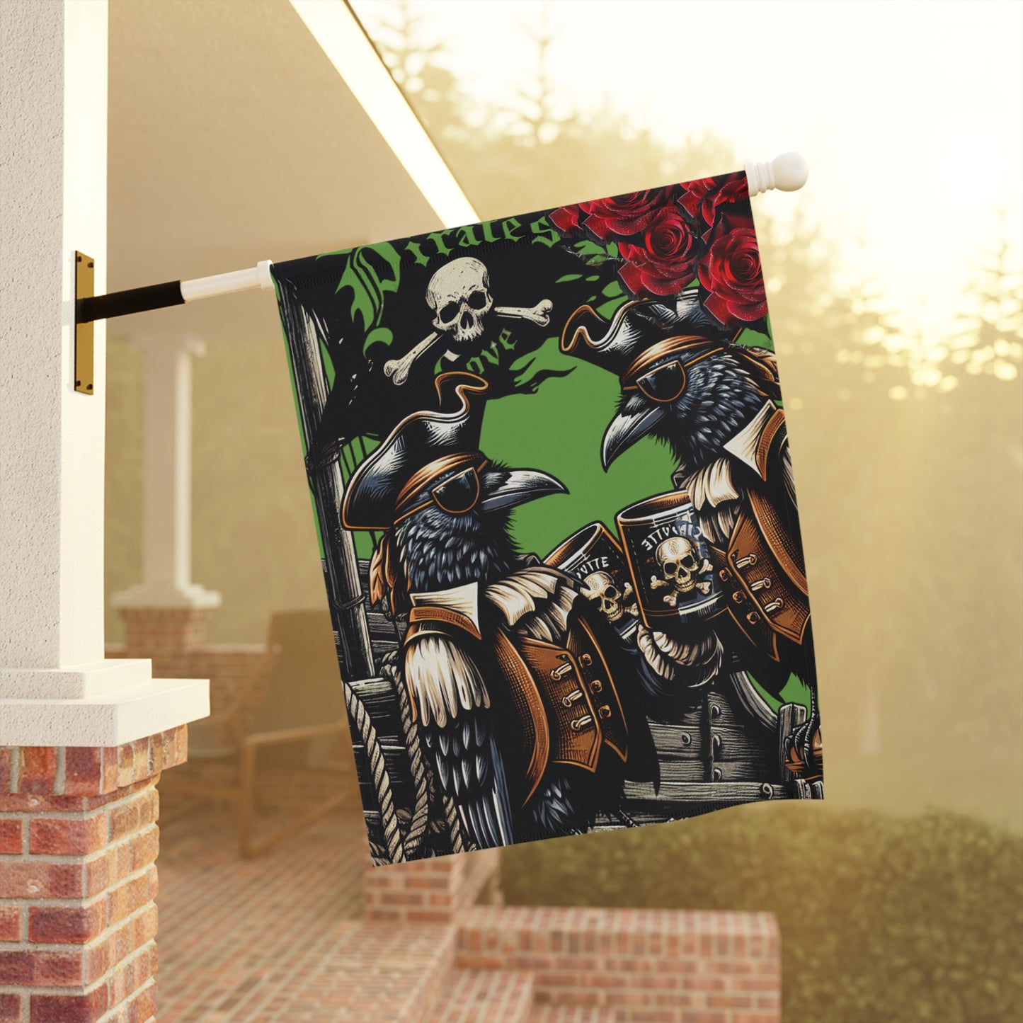 Pirate-Crow Themed Garden Banner, Charming Home Decor, Outdoor Flag for Garden Parties, Unique Gift for Pirate Lovers, Seasonal Yard Art