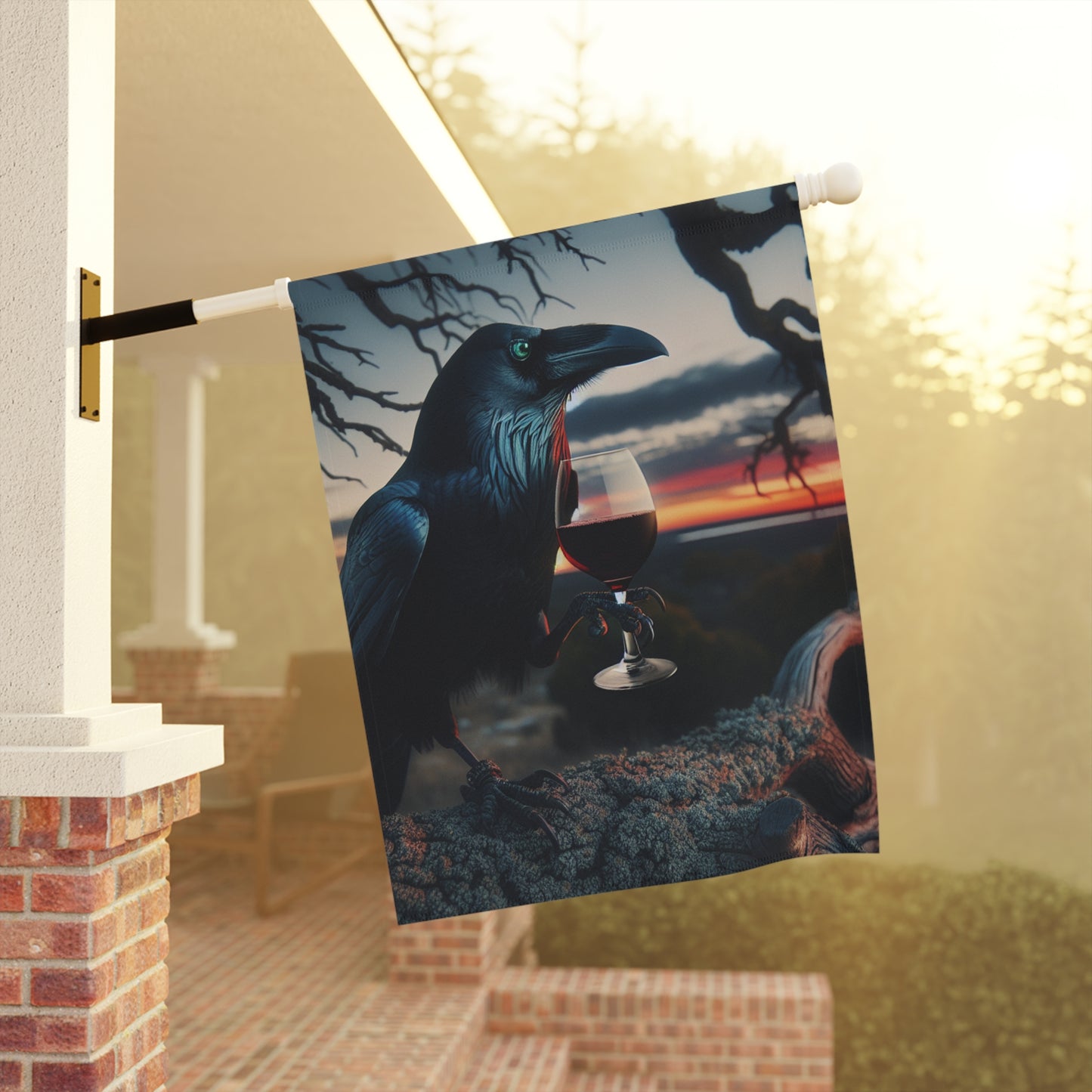 Raven Wine Garden Banner - Mystical Outdoor Decor for Nature Lovers