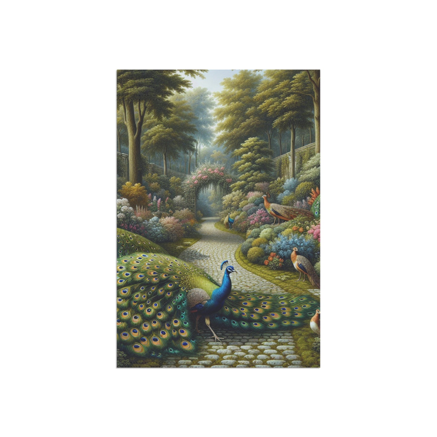 Peacocks in the Garden, Garden Banner - Decorative House Flag for Outdoor Spaces