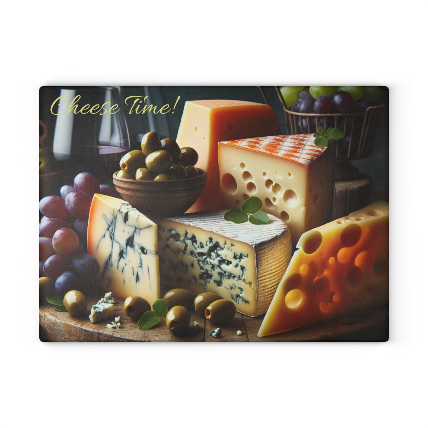 Cheese Time Glass Cutting Board