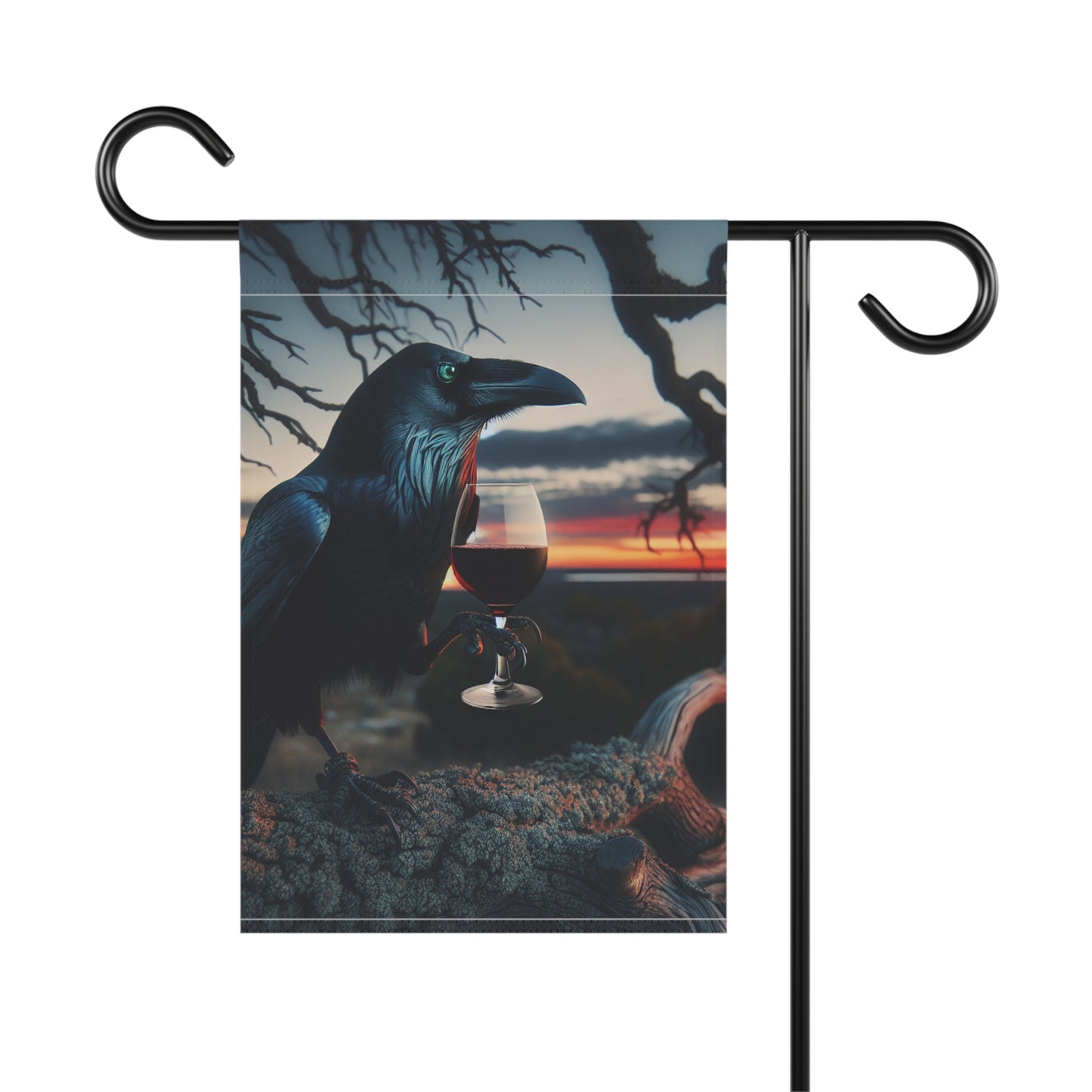 Raven Wine Garden Banner - Mystical Outdoor Decor for Nature Lovers