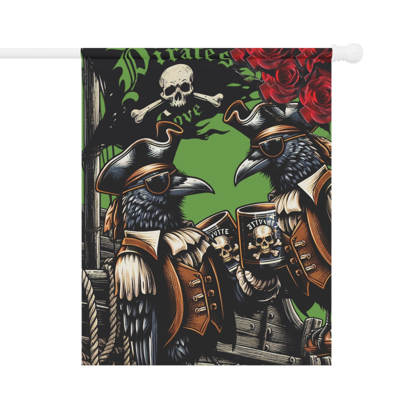 Pirate-Crow Themed Garden Banner, Charming Home Decor, Outdoor Flag for Garden Parties, Unique Gift for Pirate Lovers, Seasonal Yard Art