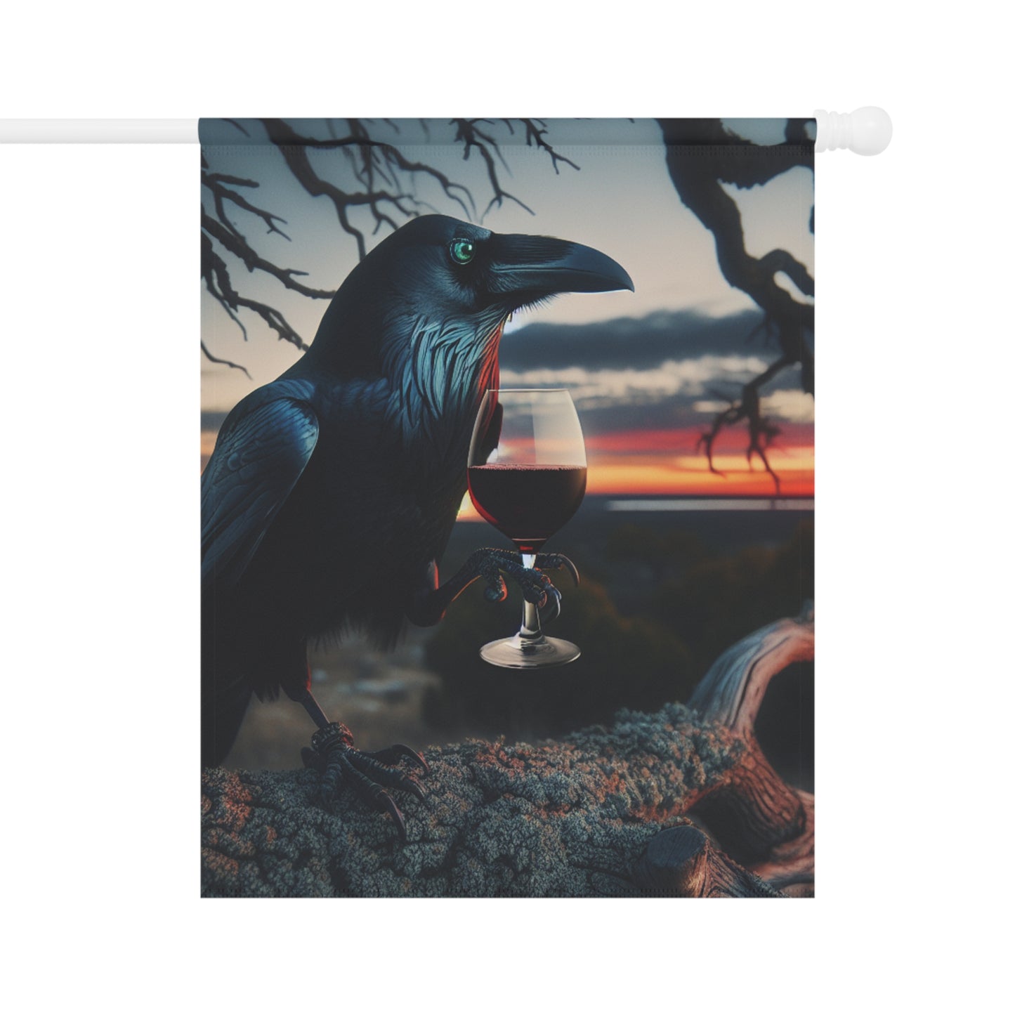 Raven Wine Garden Banner - Mystical Outdoor Decor for Nature Lovers
