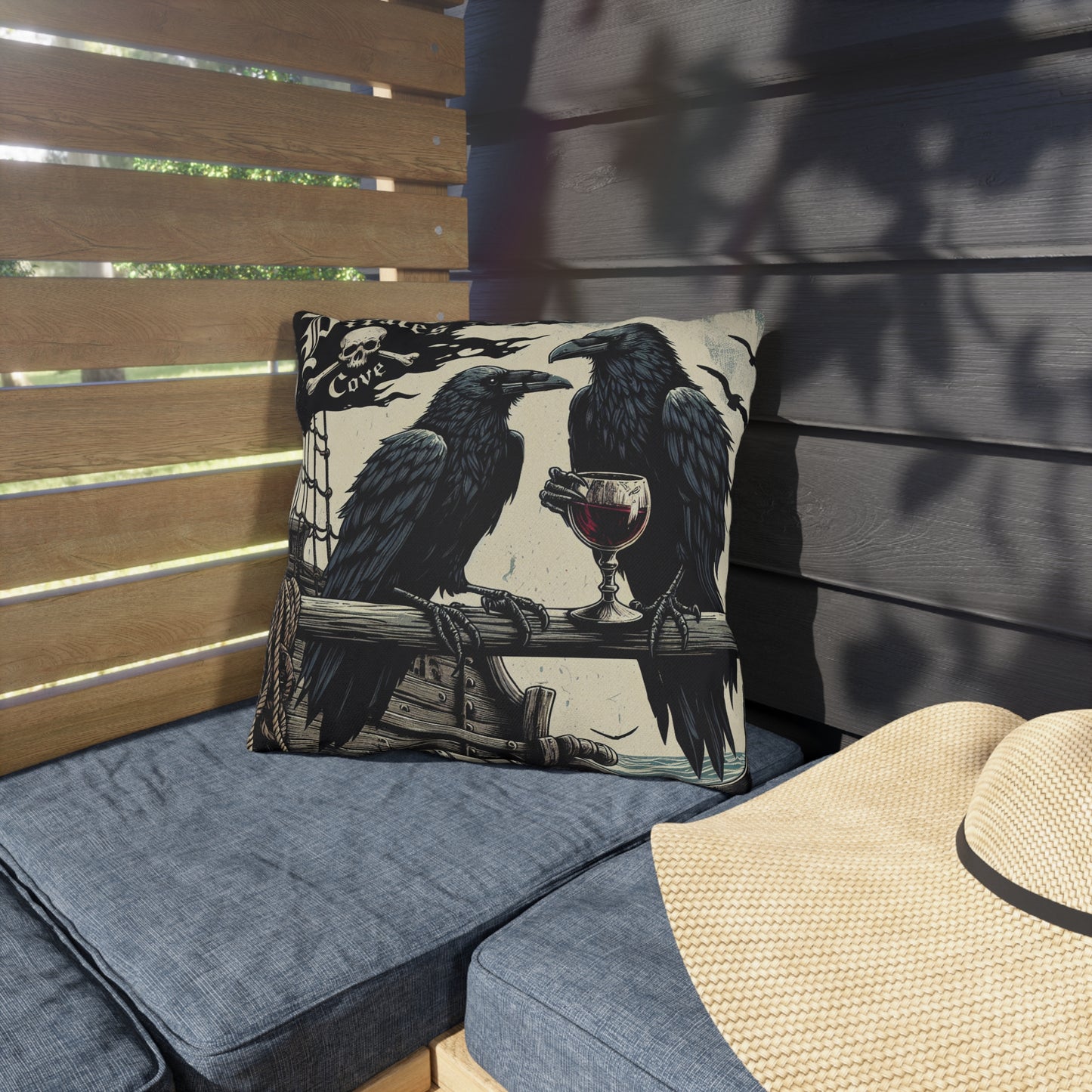 Pirate's Cove Outdoor Pillow, Cozy Decor for Nautical Lovers, Gifts for Sea Adventurers, Halloween, Rustic Home Accent