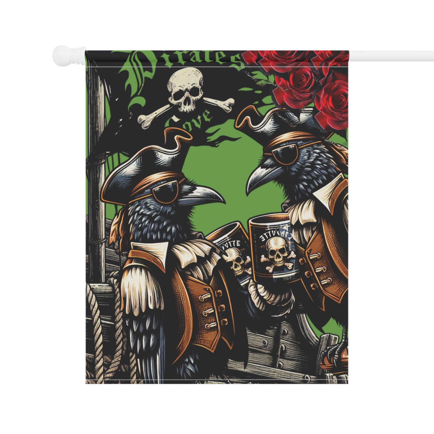 Pirate-Crow Themed Garden Banner, Charming Home Decor, Outdoor Flag for Garden Parties, Unique Gift for Pirate Lovers, Seasonal Yard Art