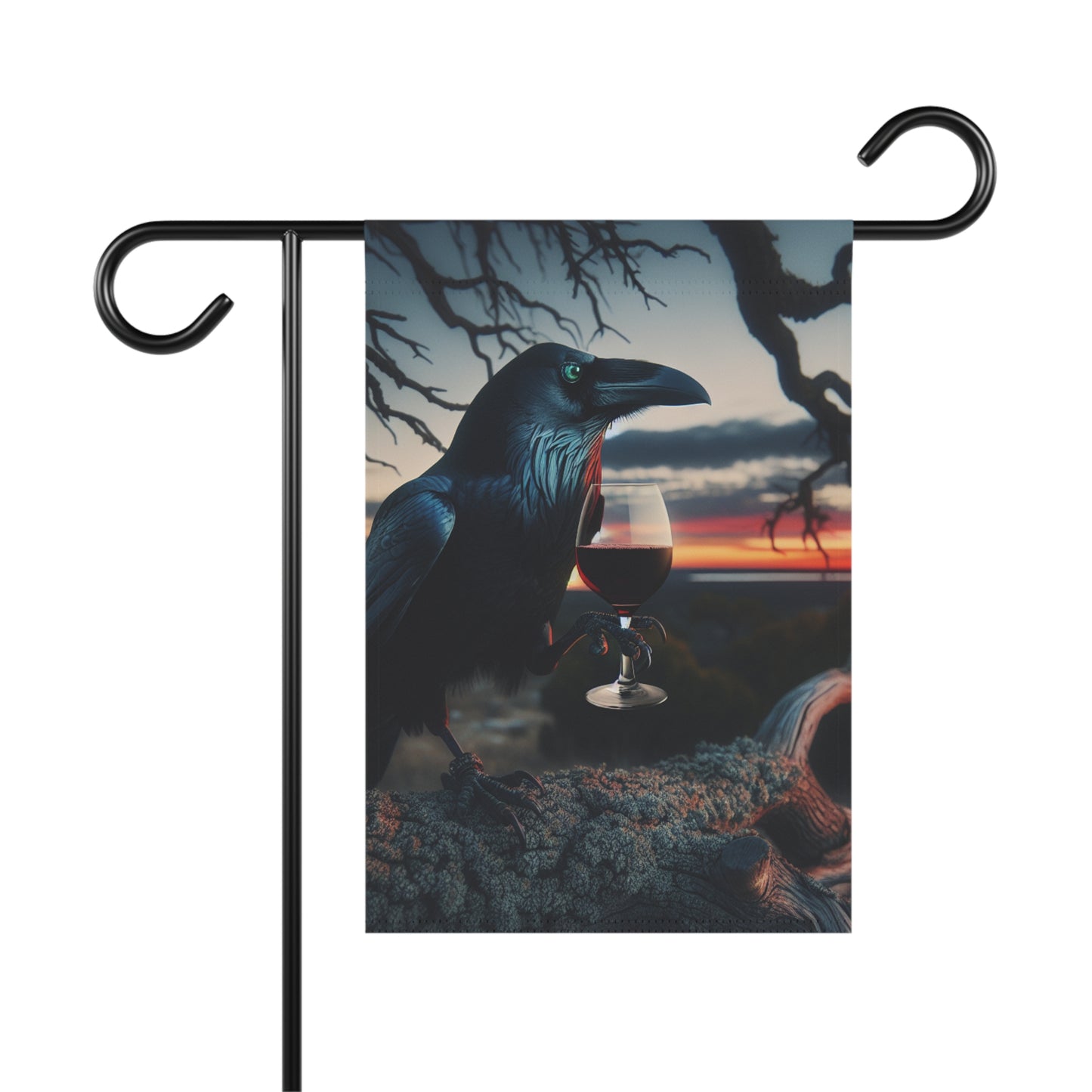 Raven Wine Garden Banner - Mystical Outdoor Decor for Nature Lovers