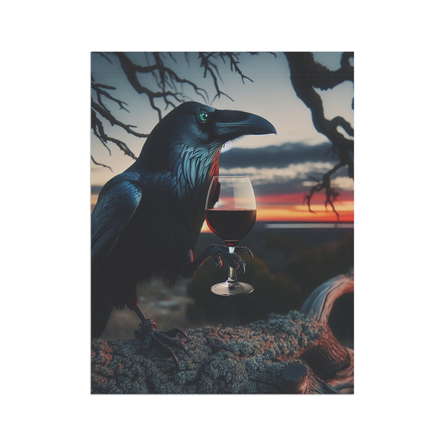 Raven Wine Garden Banner - Mystical Outdoor Decor for Nature Lovers