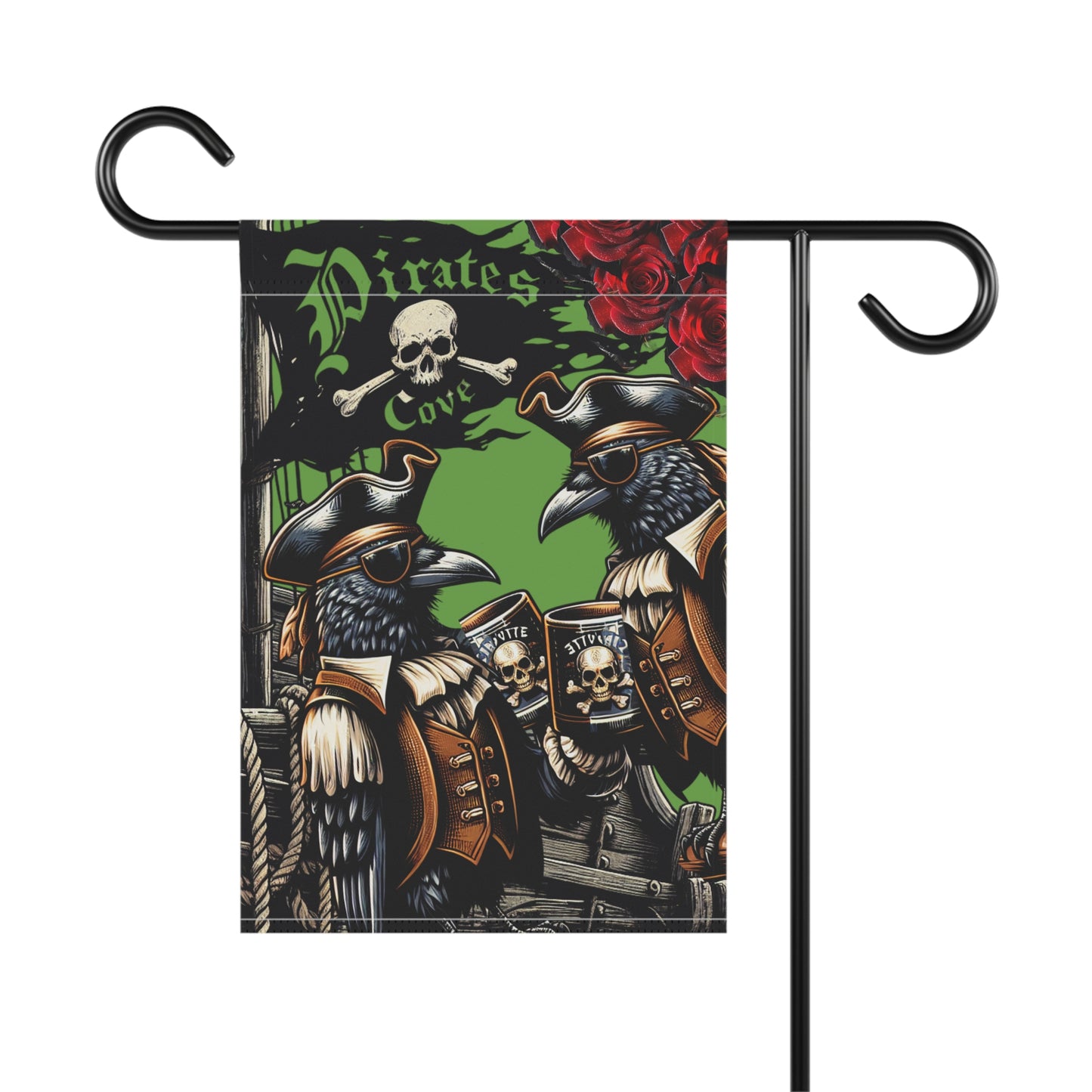 Pirate-Crow Themed Garden Banner, Charming Home Decor, Outdoor Flag for Garden Parties, Unique Gift for Pirate Lovers, Seasonal Yard Art