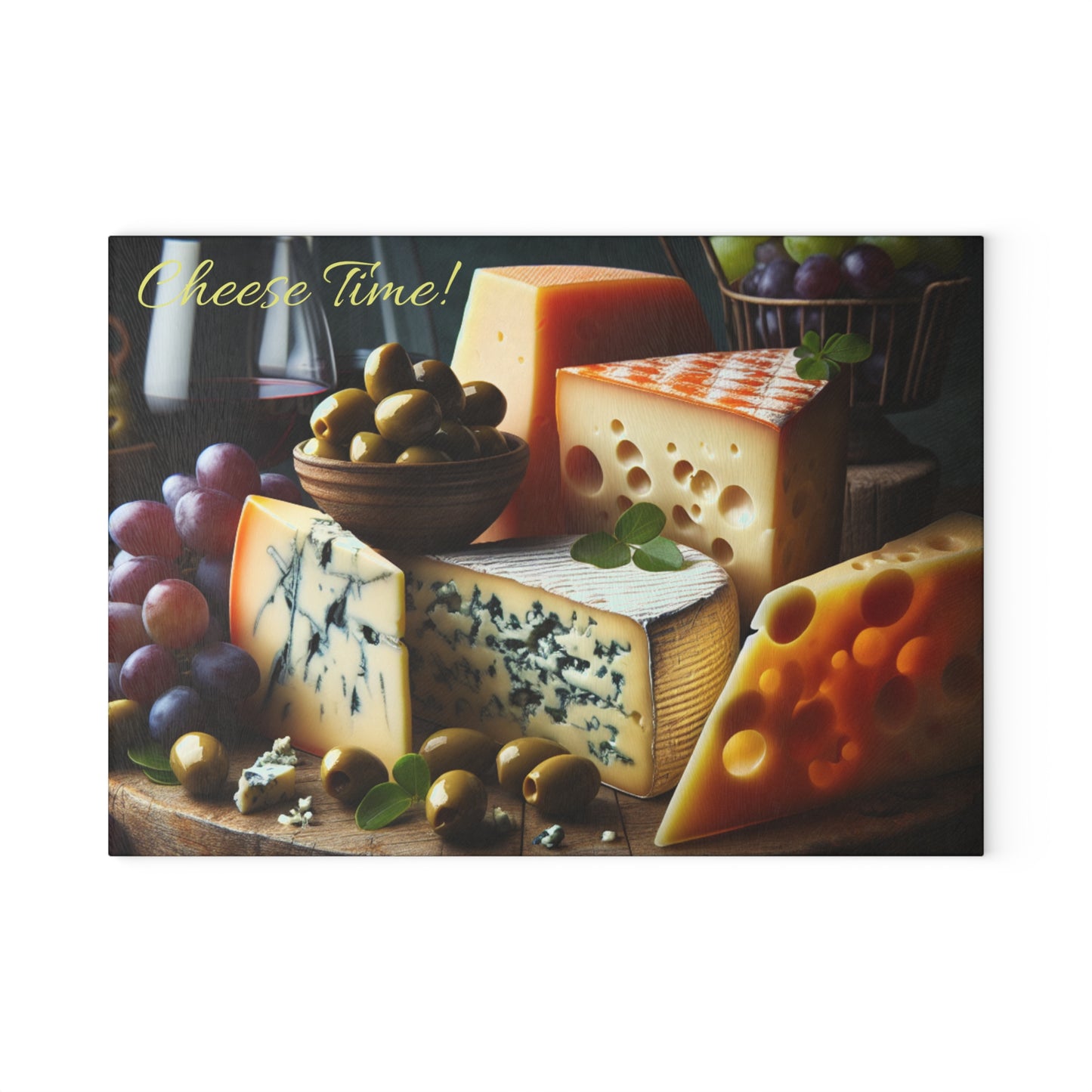 Cheese Time Glass Cutting Board