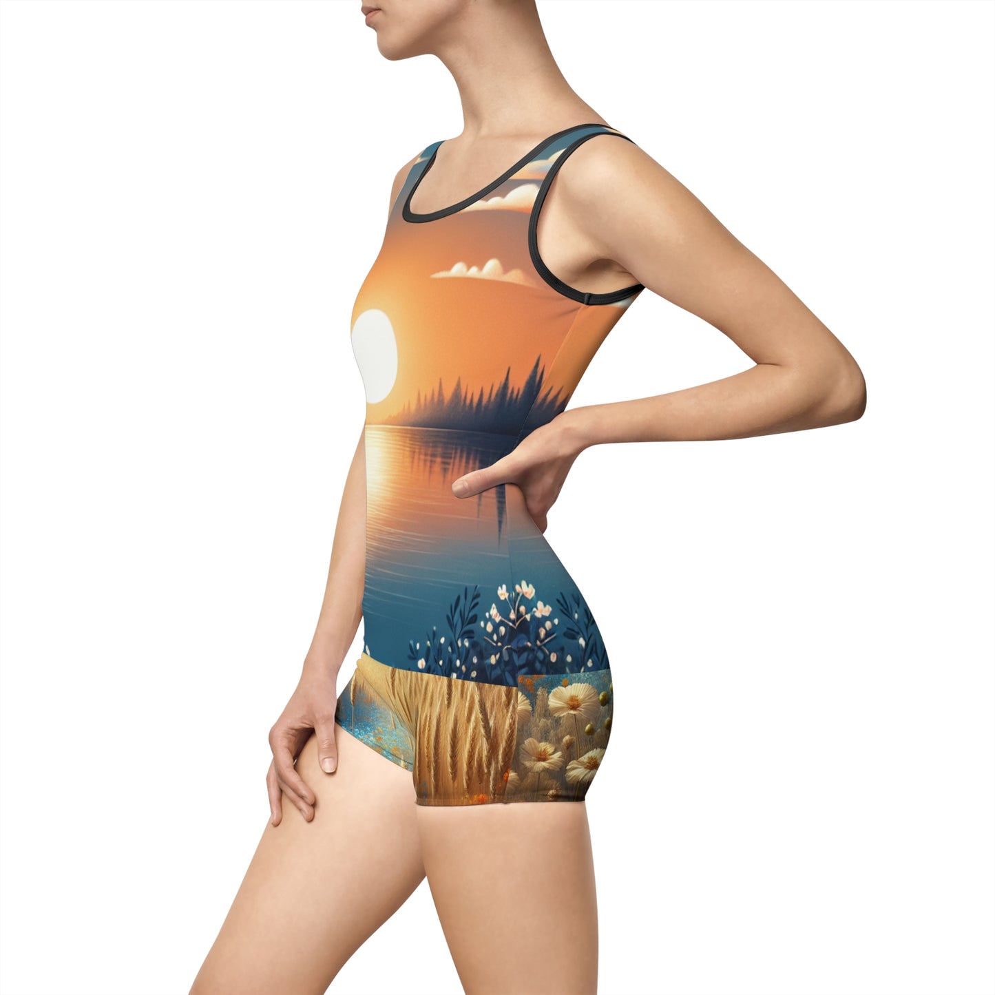 Sunrise Sunset One piece Vintage Retro Style Swimsuit