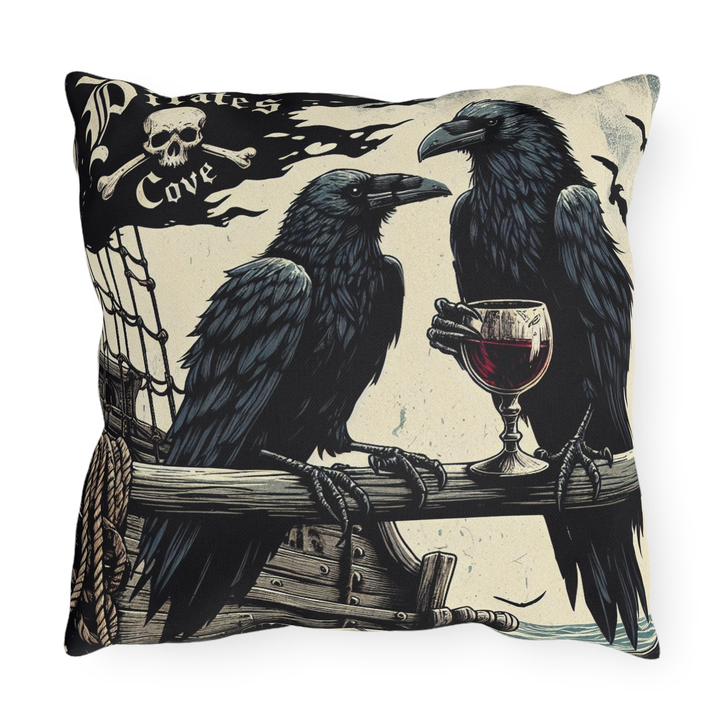 Pirate's Cove Outdoor Pillow, Cozy Decor for Nautical Lovers, Gifts for Sea Adventurers, Halloween, Rustic Home Accent