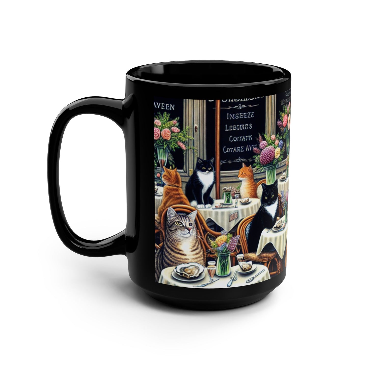 Whimsical Cat Café Mug, Cozy Cat Lover Gift, Vintage Style Coffee Cup, Cute Animal Print, Perfect for Birthdays, Holidays