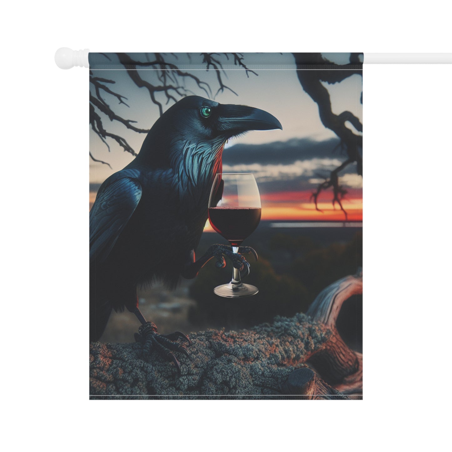 Raven Wine Garden Banner - Mystical Outdoor Decor for Nature Lovers