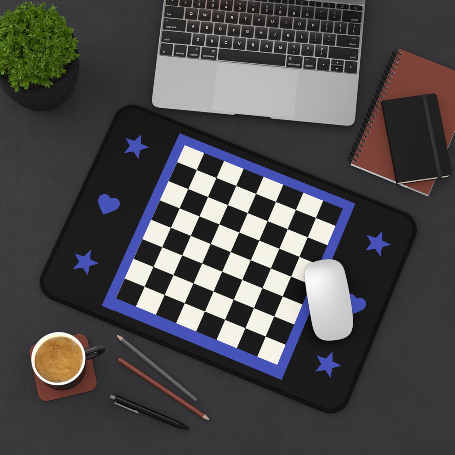 Chessboard/Deskmat/Mouse Pad Blue Trim 3 size options