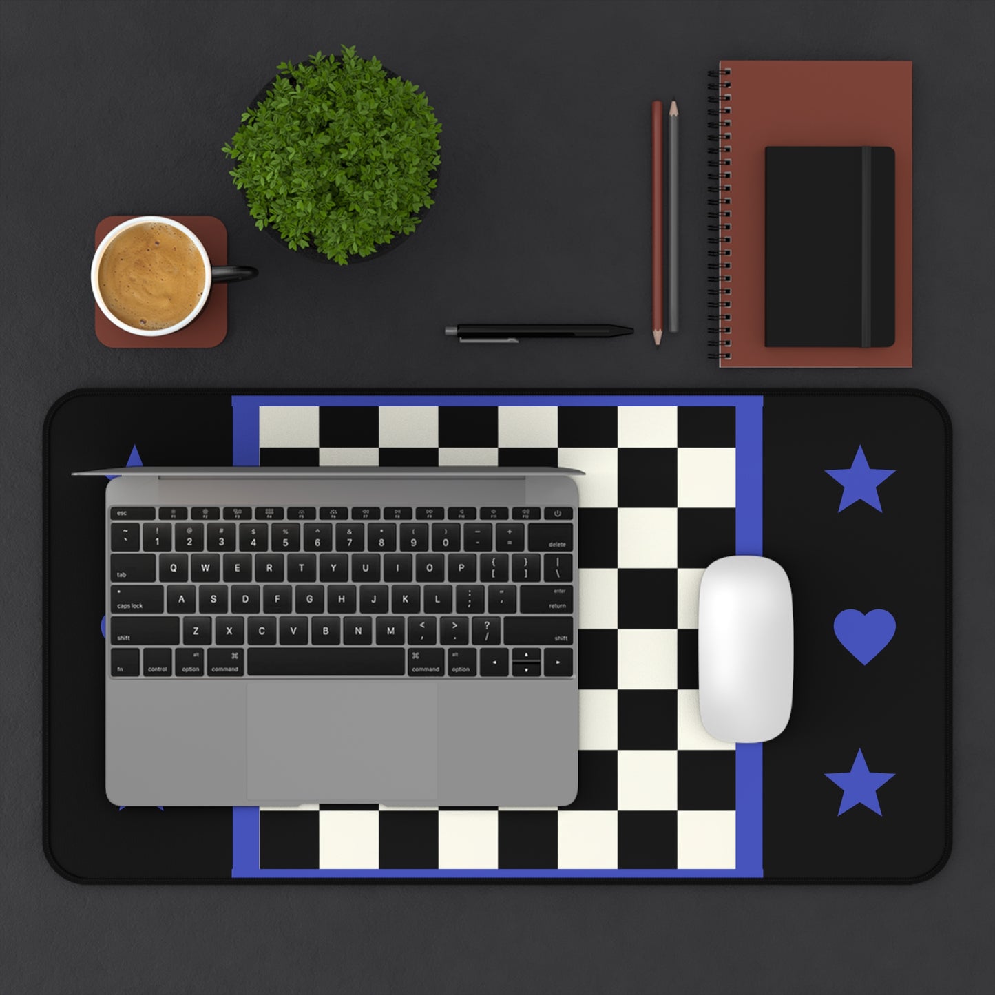 Chessboard/Deskmat/Mouse Pad Blue Trim 3 size options
