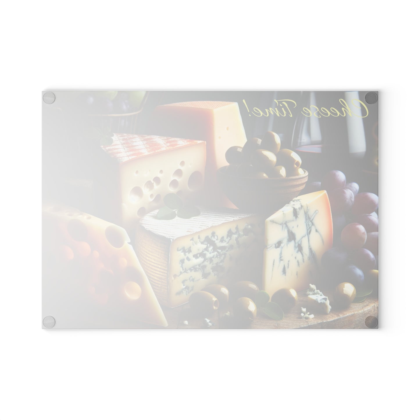 Cheese Time Glass Cutting Board