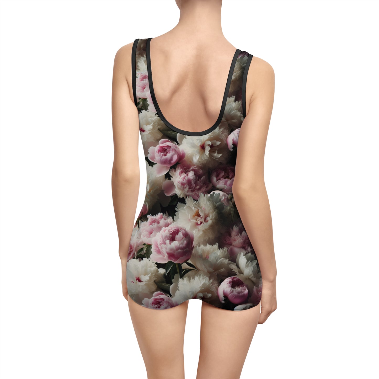 Pink Peonies Floral Retro Vintage Style One Piece Women's Swimsuit