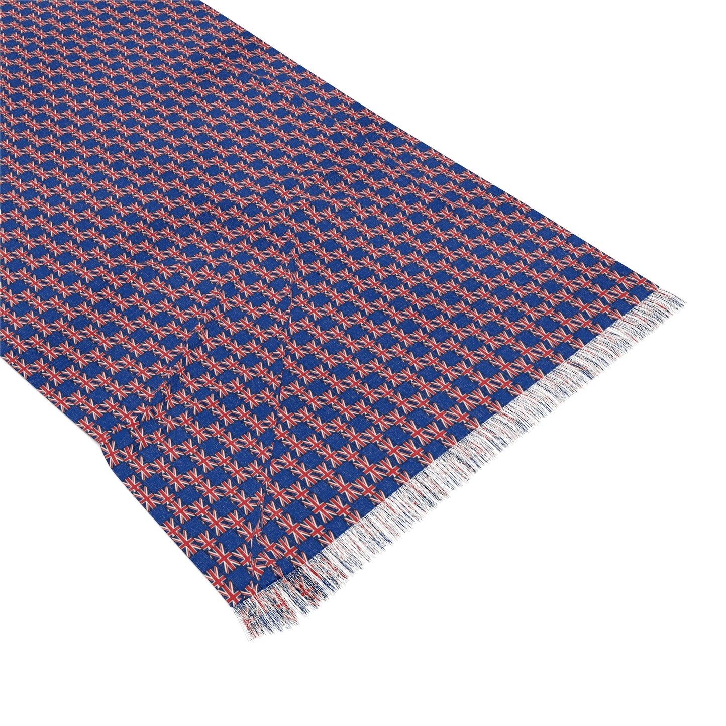 Union Jack Geometric Light Scarf Red Background— British Flag Pattern Fashion Scarf