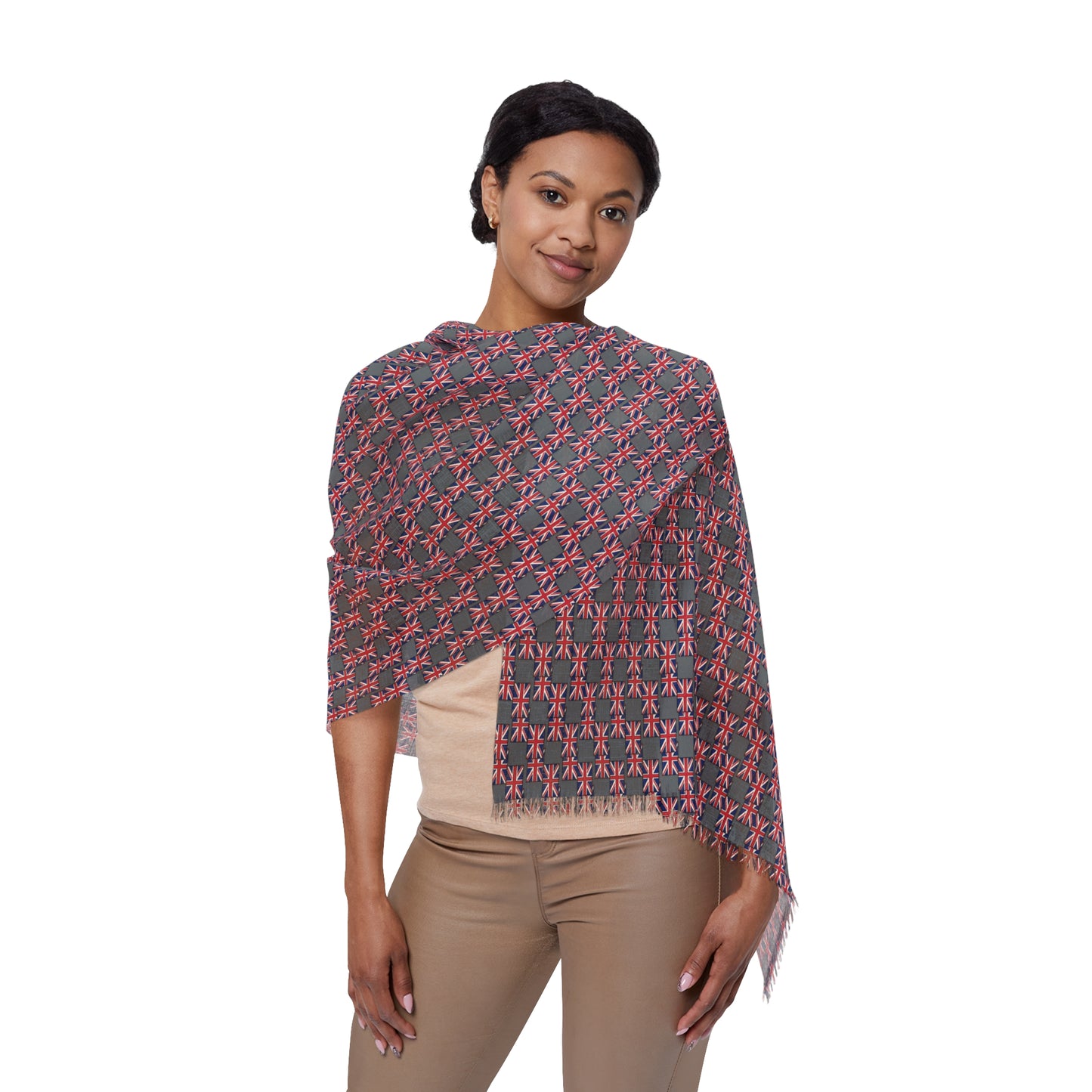 Union Jack Patterned Scarf Dark Gray
