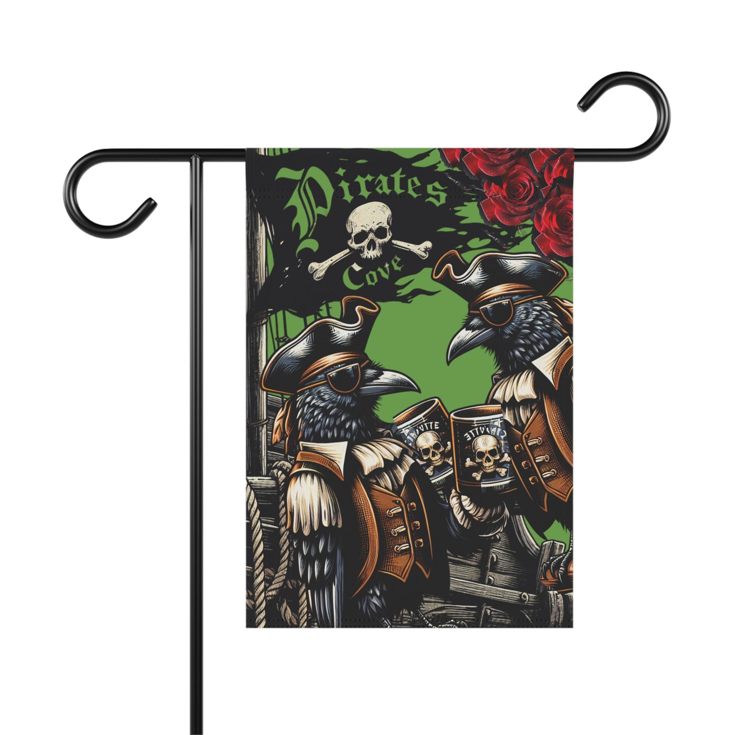 Pirate-Crow Themed Garden Banner, Charming Home Decor, Outdoor Flag for Garden Parties, Unique Gift for Pirate Lovers, Seasonal Yard Art