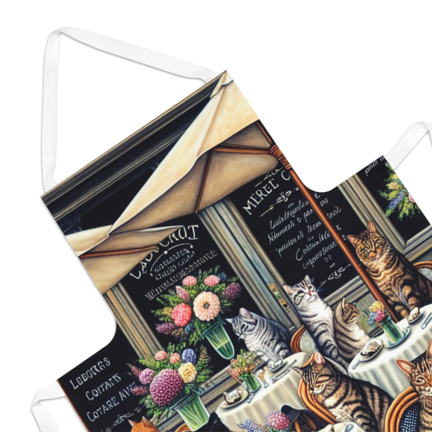 Cafe Cats Patterned Apron — Whimsical Bistro Cat Kitchen Apron