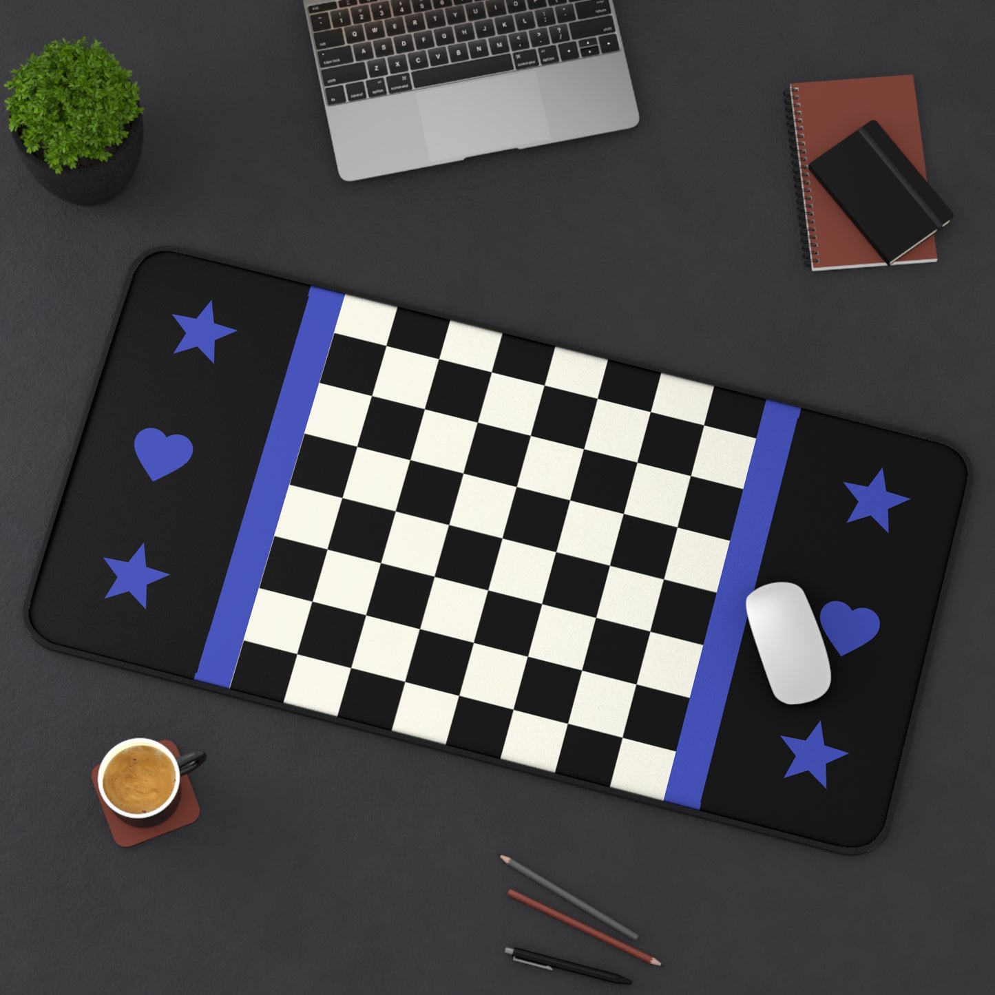 Chessboard/Deskmat/Mouse Pad Blue Trim 3 size options