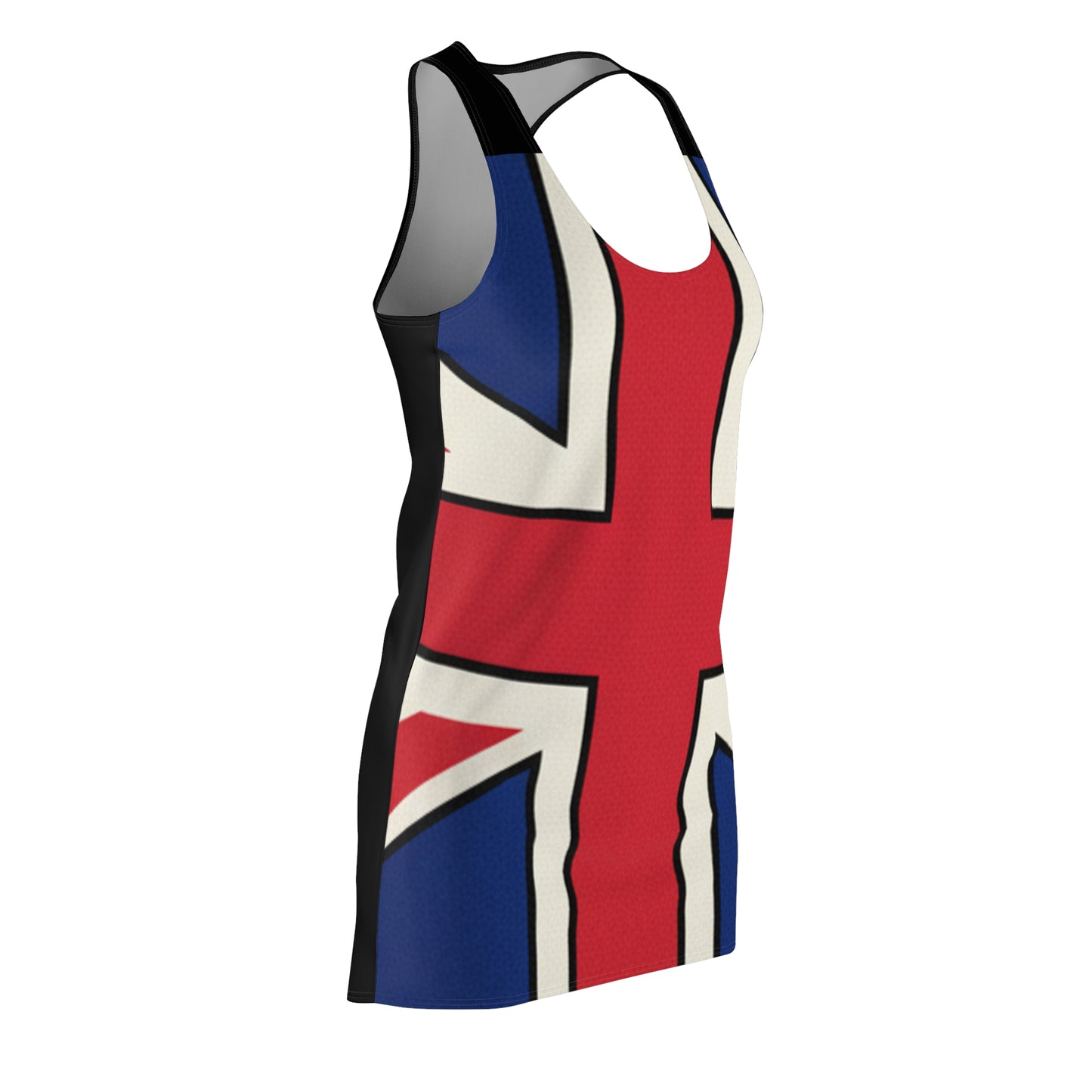 British Union Jack Black Racerback Dress — Front Print