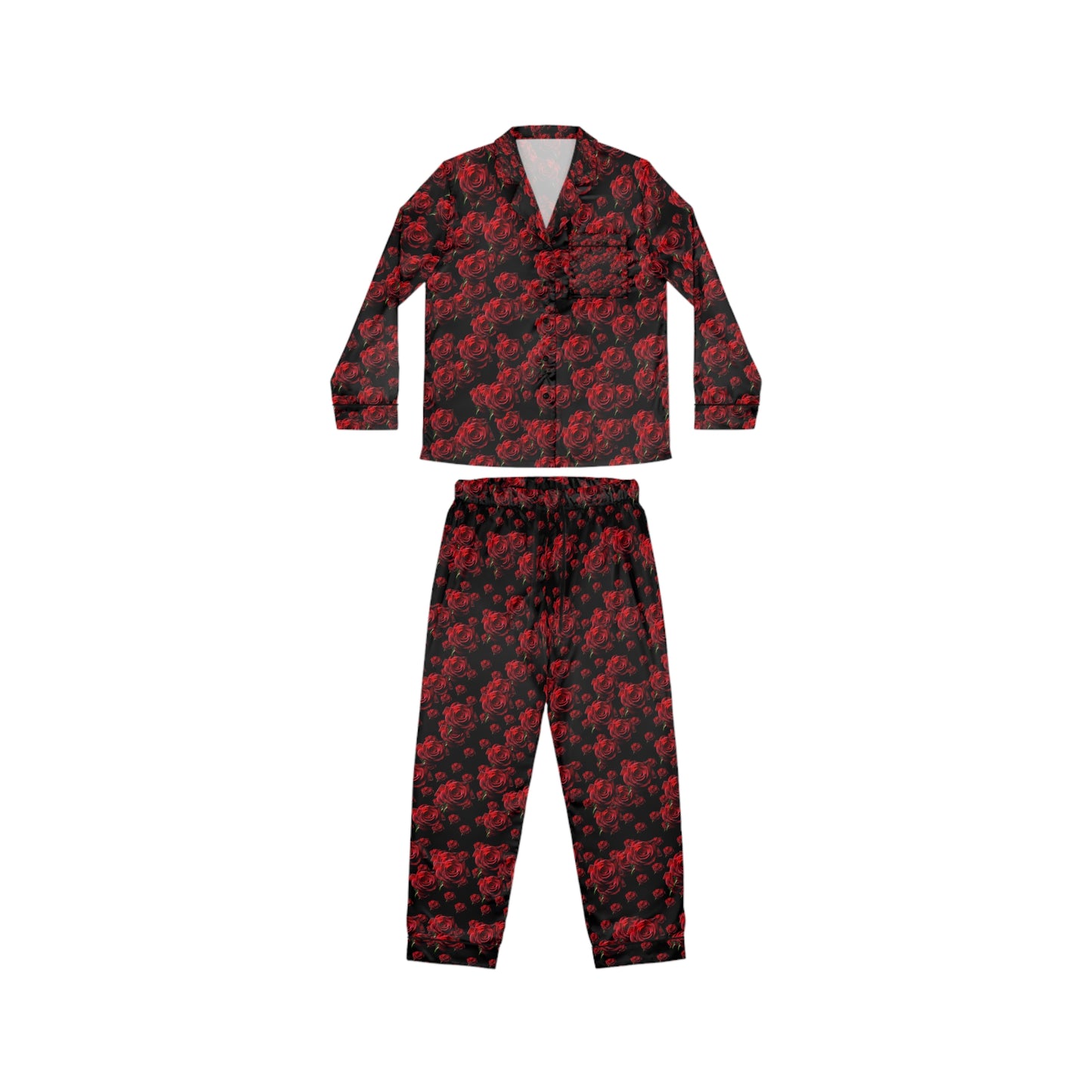Cover me in Roses Satin Pajama Set — Women’s Printed Sleepwear