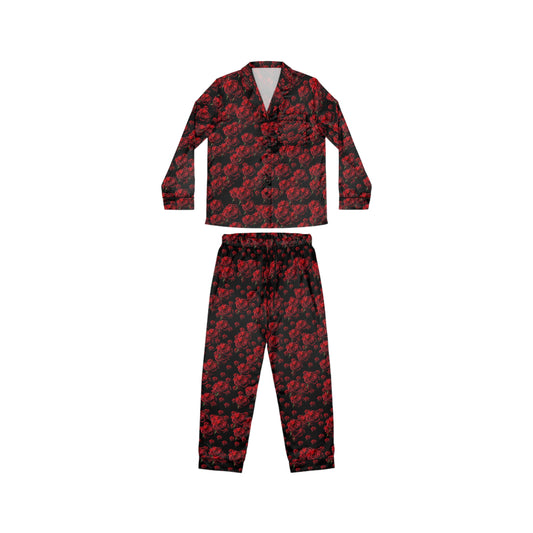 Cover me in Roses Satin Pajama Set — Women’s Printed Sleepwear
