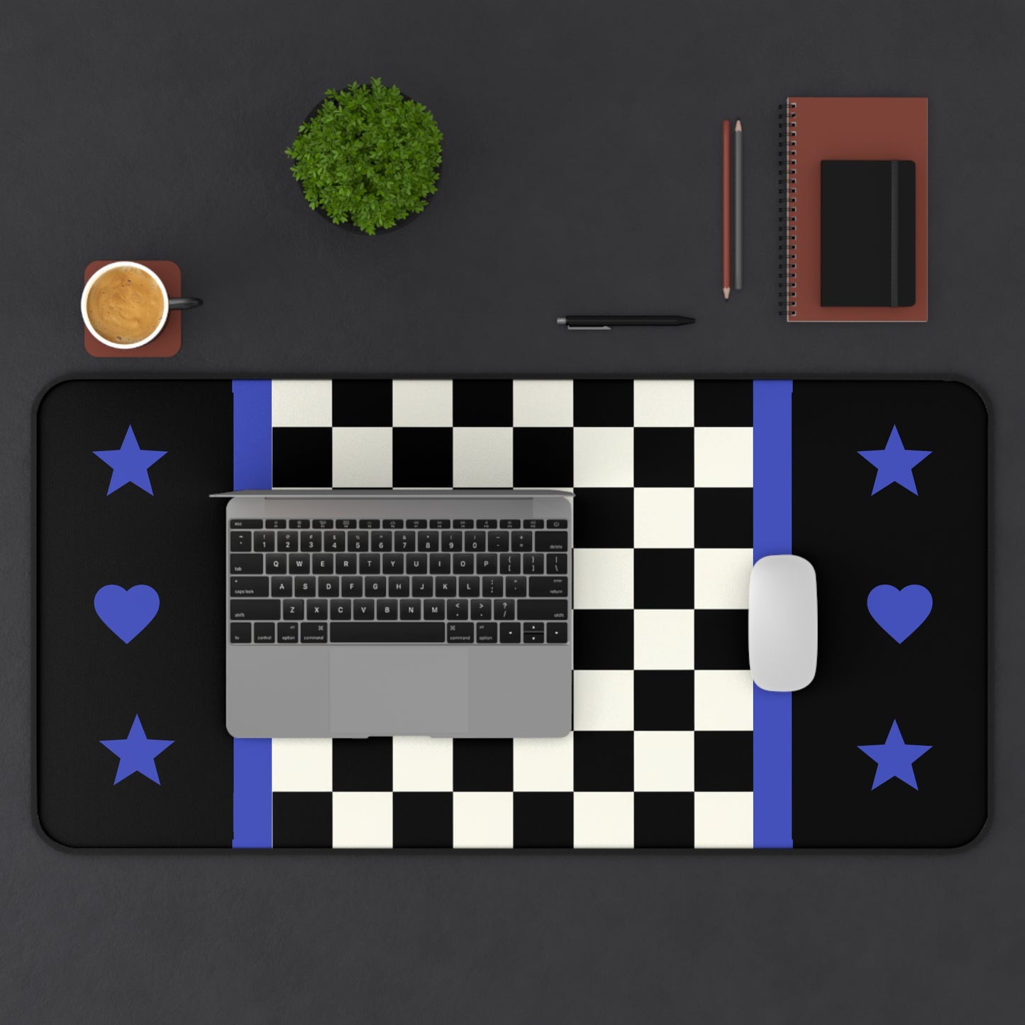 Chessboard/Deskmat/Mouse Pad Blue Trim 3 size options