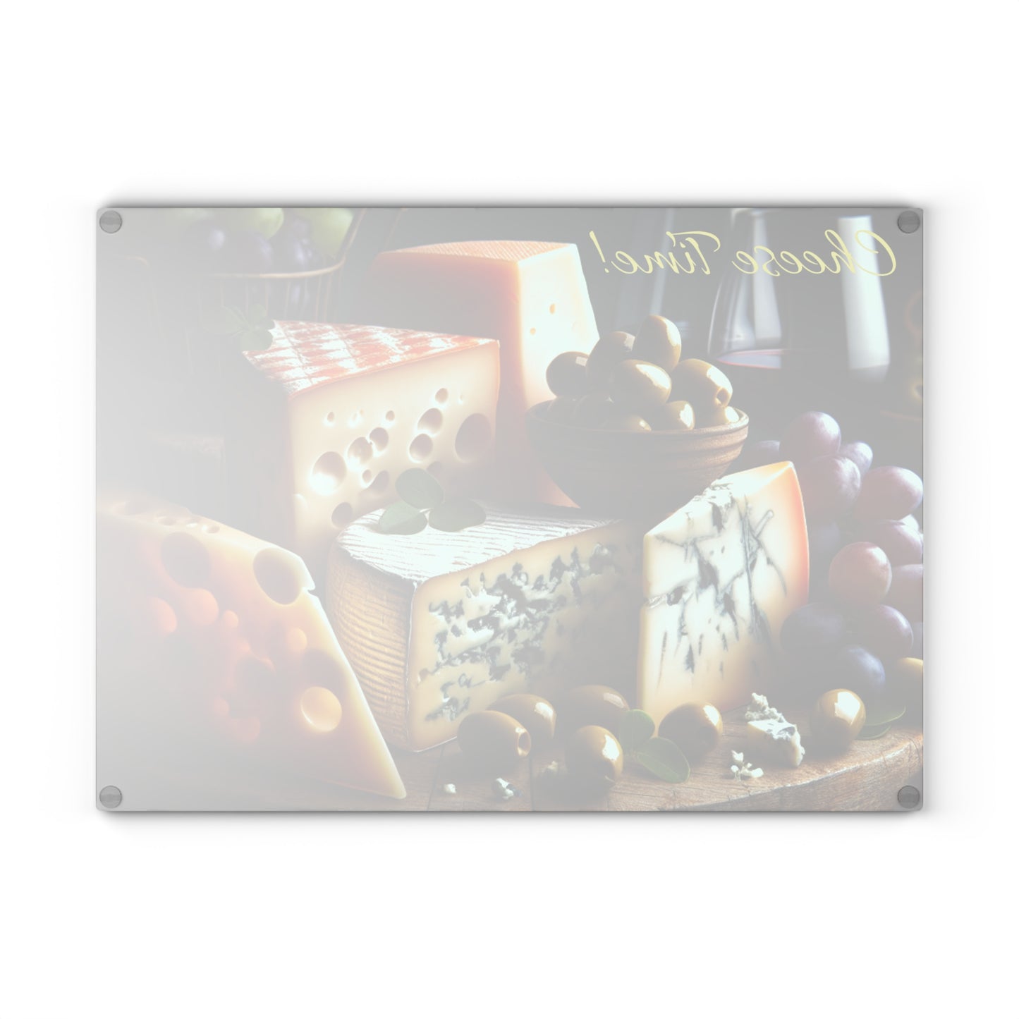 Cheese Time Glass Cutting Board