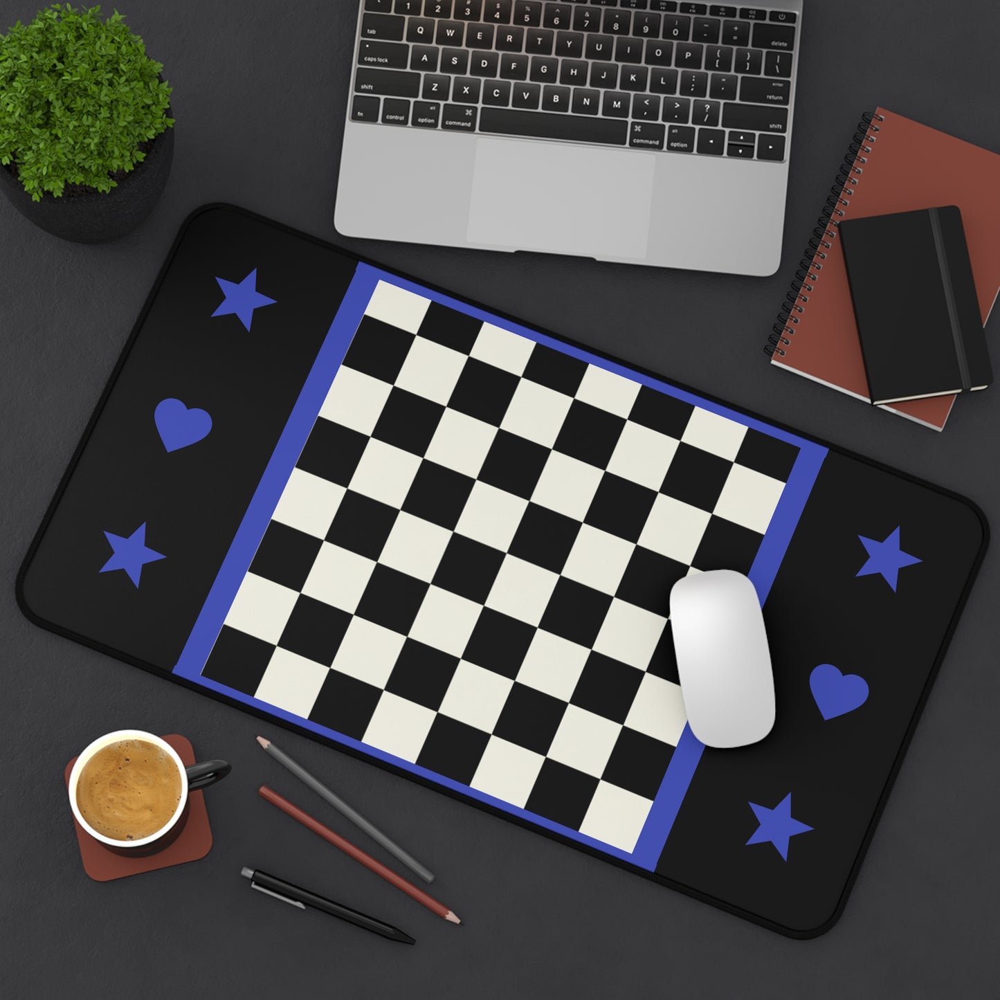 Chessboard/Deskmat/Mouse Pad Blue Trim 3 size options