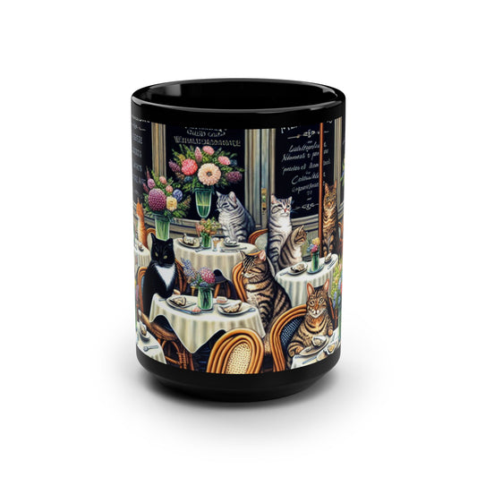 Whimsical Cat Café Mug, Cozy Cat Lover Gift, Vintage Style Coffee Cup, Cute Animal Print, Perfect for Birthdays, Holidays